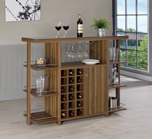 Coaster Furniture Bar Unit With Wine Bottle Storage Walnut