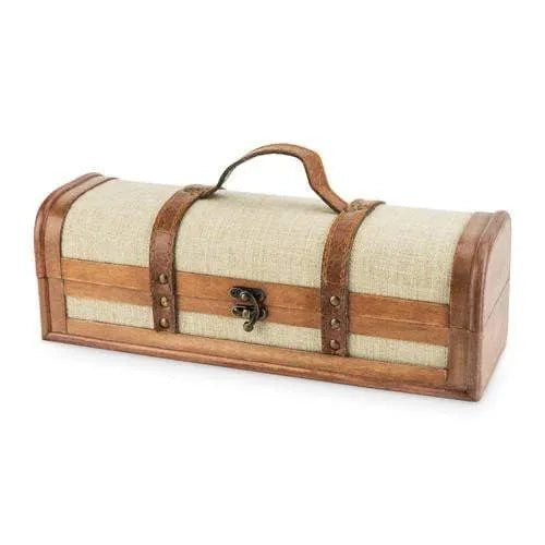 1 Bottle Vintage Striped Trunk Wine Box by Twine - hero view