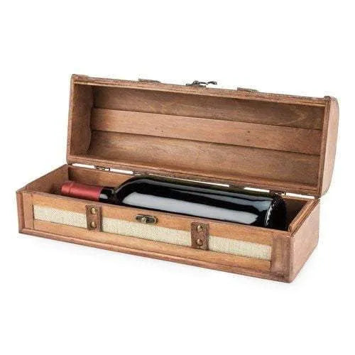 1 Bottle Vintage Striped Trunk Wine Box by Twine - detail view
