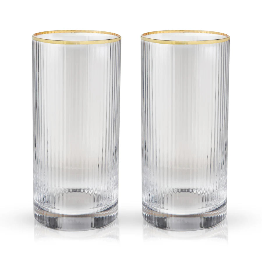 Viski Meridian Crystal Highball Glasses, Set of 2