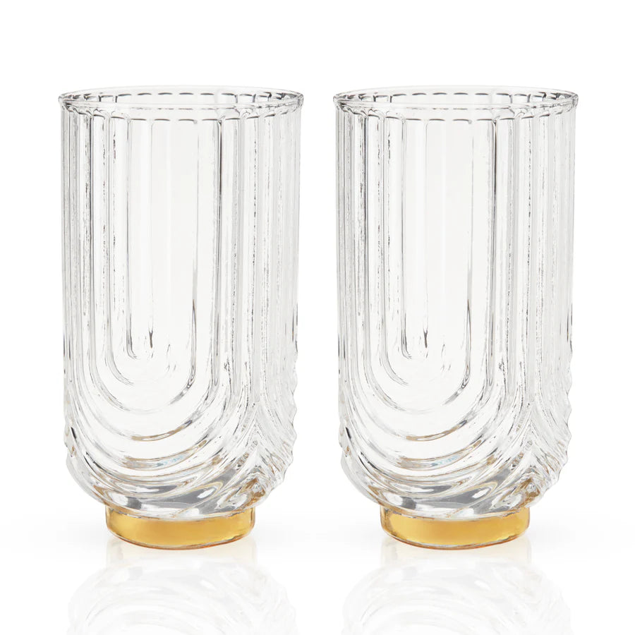 Viski Deco Gatsby Highball Glasses, Set of 2