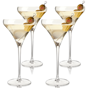 Spiegelau Willsberger martini glasses, set of four with olive-garnished cocktails
