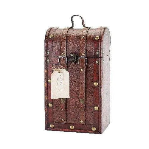 2 Bottle Antique Wooden Wine Box by Twine - detail view