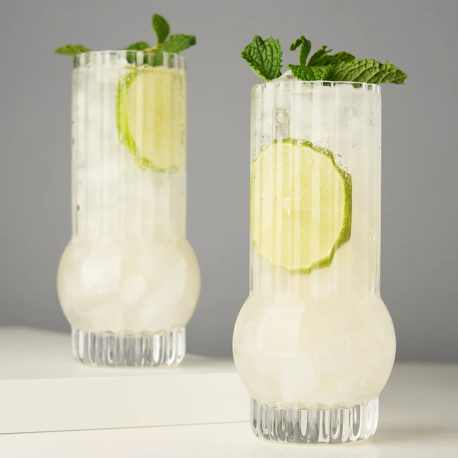 Viski Art Deco Crystal Highball Glasses, Set of 2