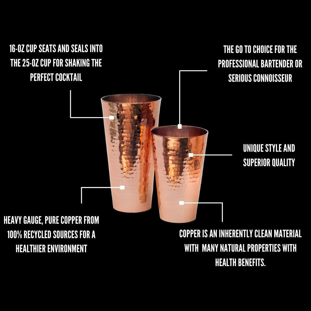 Boston Copper Cocktail Shaker Set - detail view