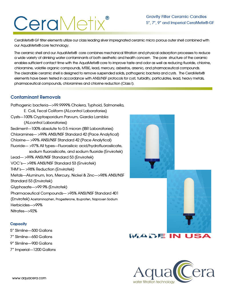 Imperial CeraMetix 7" Ceramic Contaminant and Fluoride Water Filter - detail view