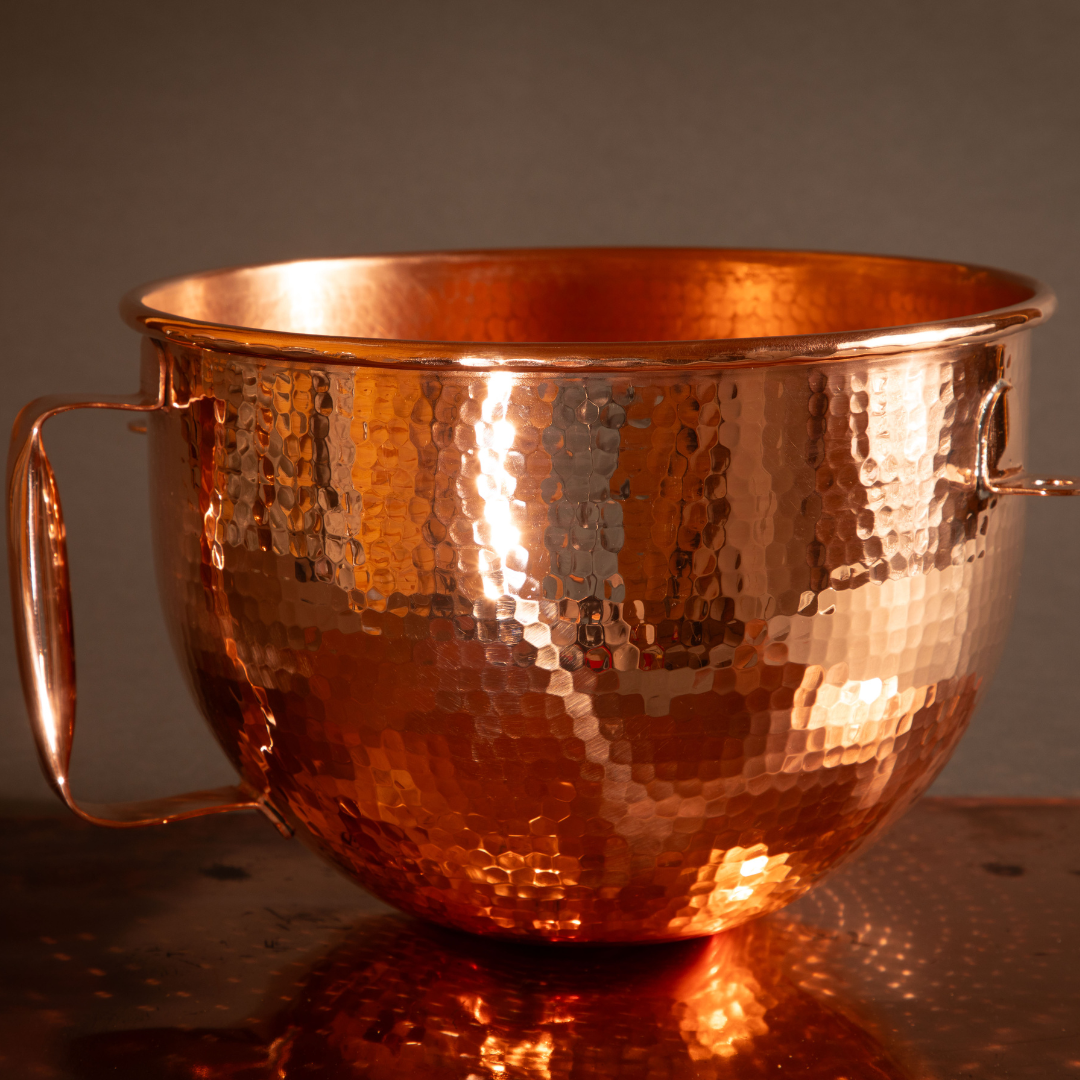 Copper Mixing Bowl for KitchenAid Lift Stand Mixers - fits most 5, 6, 7, and 8 quart Mixer models - detail view