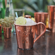 Solid Copper Mule Mug, Copper Handle, 18 oz - detail view
