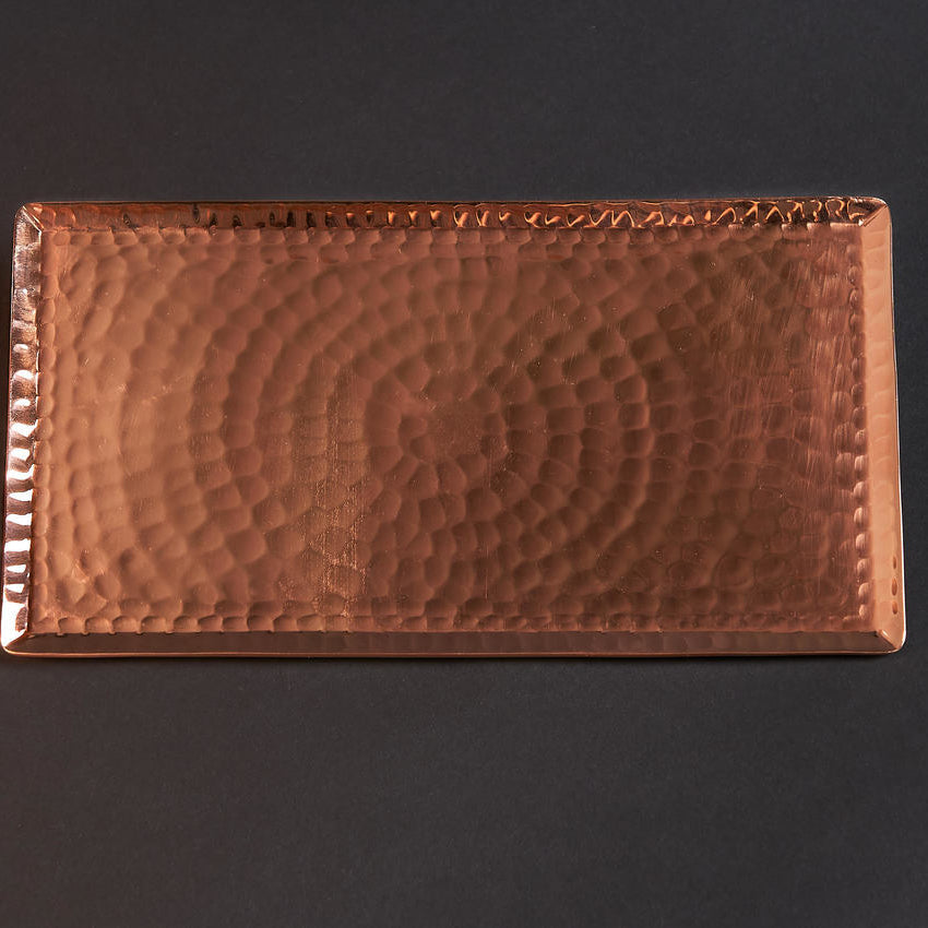 Chequer Copper Serving Tray hammered copper