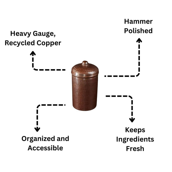 Copper Kitchen Canisters - Small Set, 3 Pieces