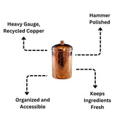 Copper Kitchen Canisters - Individual Sizes - alternate angle