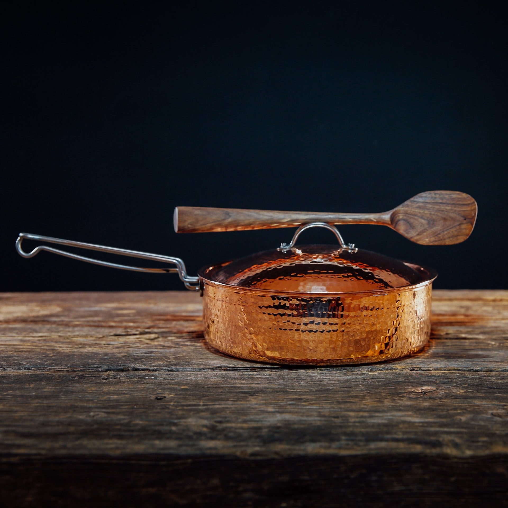 Copper Saute Pan With Lid, 3 quart hammered copper