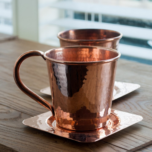 Solid Copper Mule Mug, Copper Handle, 12 oz