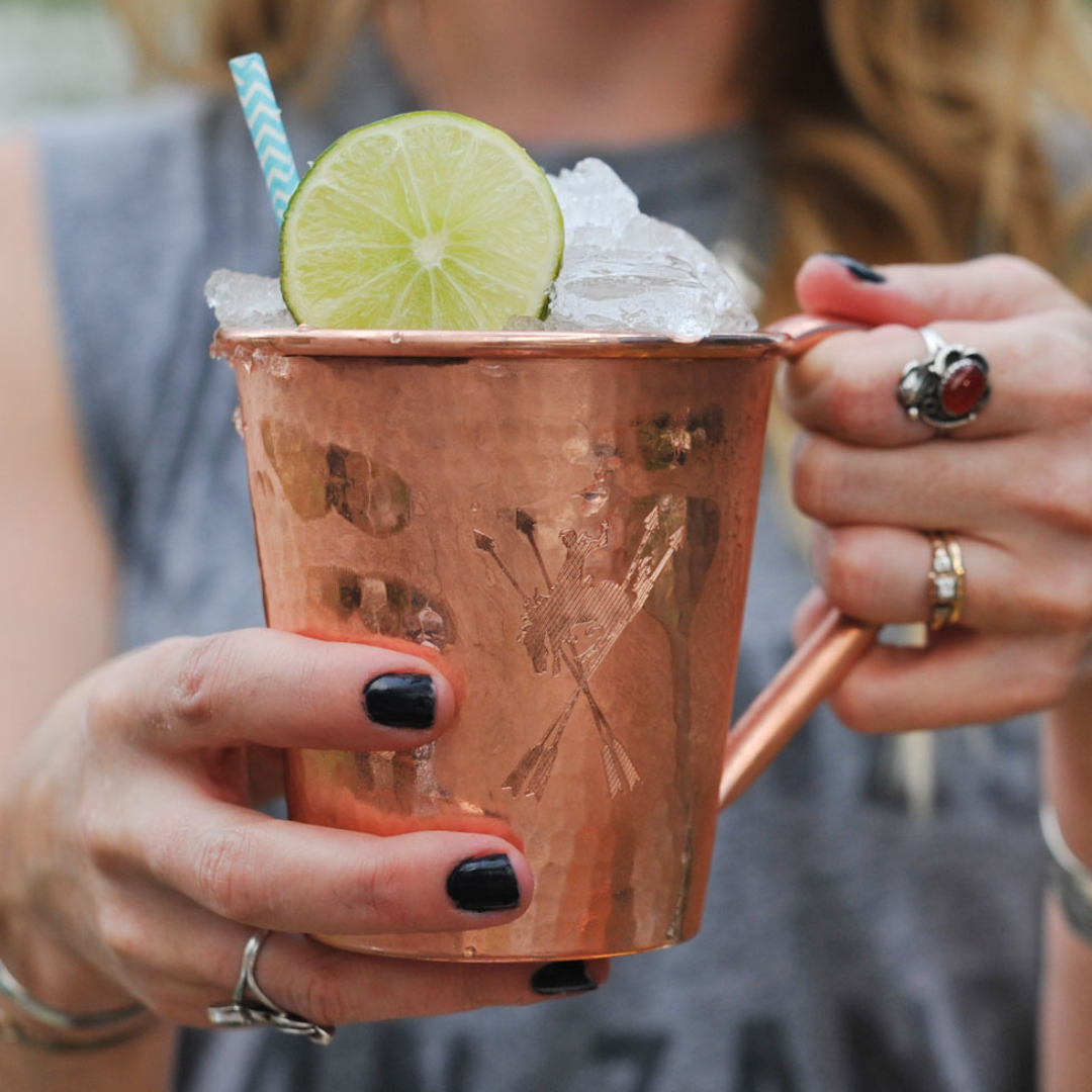 Solid Copper Mule Mug, Copper Handle, 18 oz - alternate angle