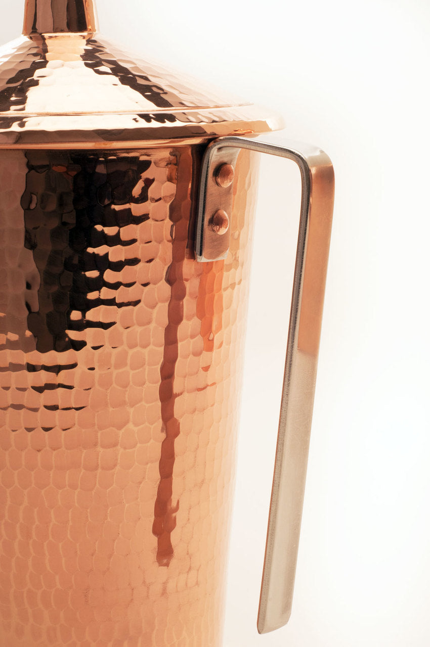 Gangotri Copper Water Pitcher with Lid - detail view