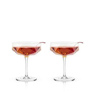 Champagne Glasses - Seneca Crystal Faceted Coupes, Set of 2 by Viski barware