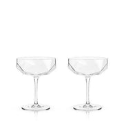 Champagne Glasses - Seneca Crystal Faceted Coupes, Set of 2 by Viski - detail view