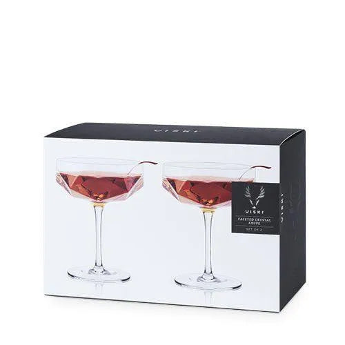 Champagne Glasses - Seneca Crystal Faceted Coupes, Set of 2 by Viski - alternate angle
