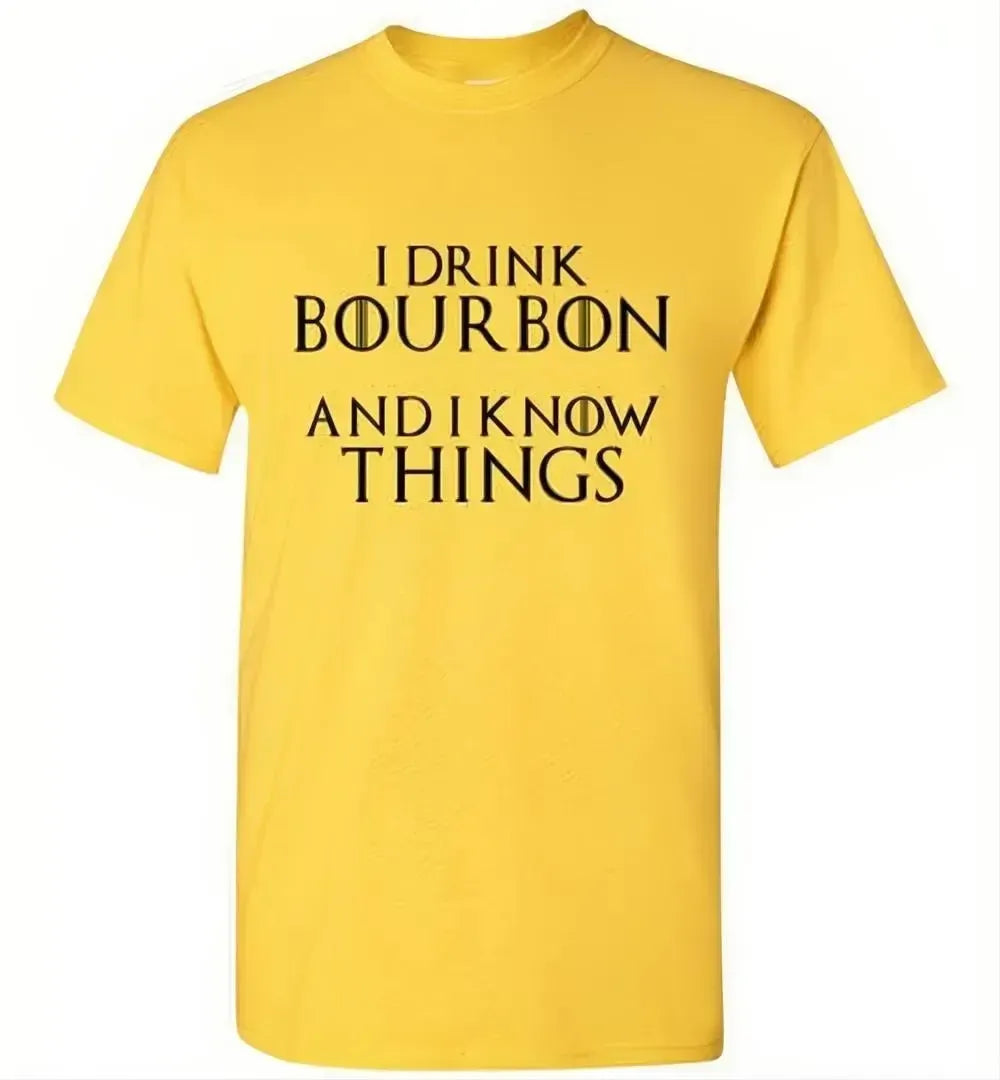 Whiskey T Shirt - I Drink Bourbon & I Know Things - in use