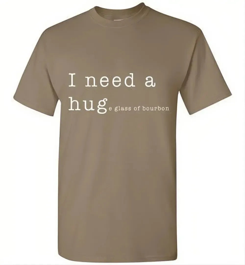 Whiskey T Shirt - I Need a Huge Glass of Bourbon - detail view