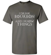 Whiskey T-Shirt - I Drink Bourbon And I Know Things - Dark - alternate angle