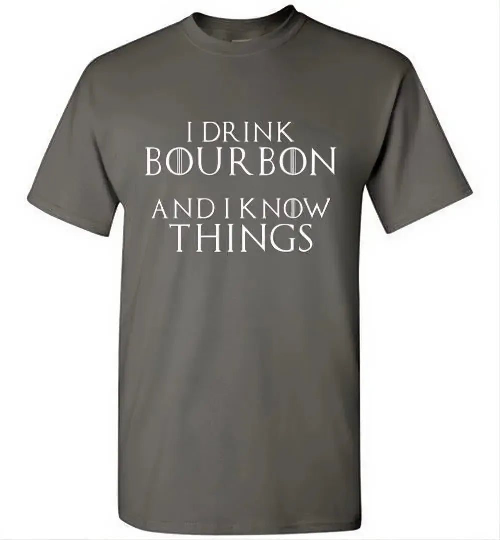Whiskey T-Shirt - I Drink Bourbon And I Know Things - Dark - alternate angle