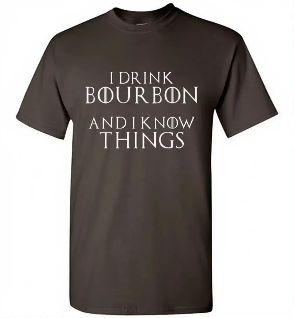Whiskey T-Shirt - I Drink Bourbon And I Know Things - Dark - in use