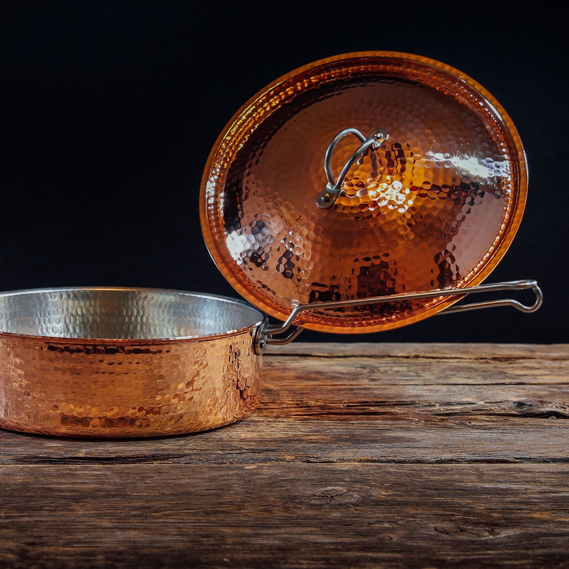 Copper Saute Pan With Lid, 3 quart - alternate angle