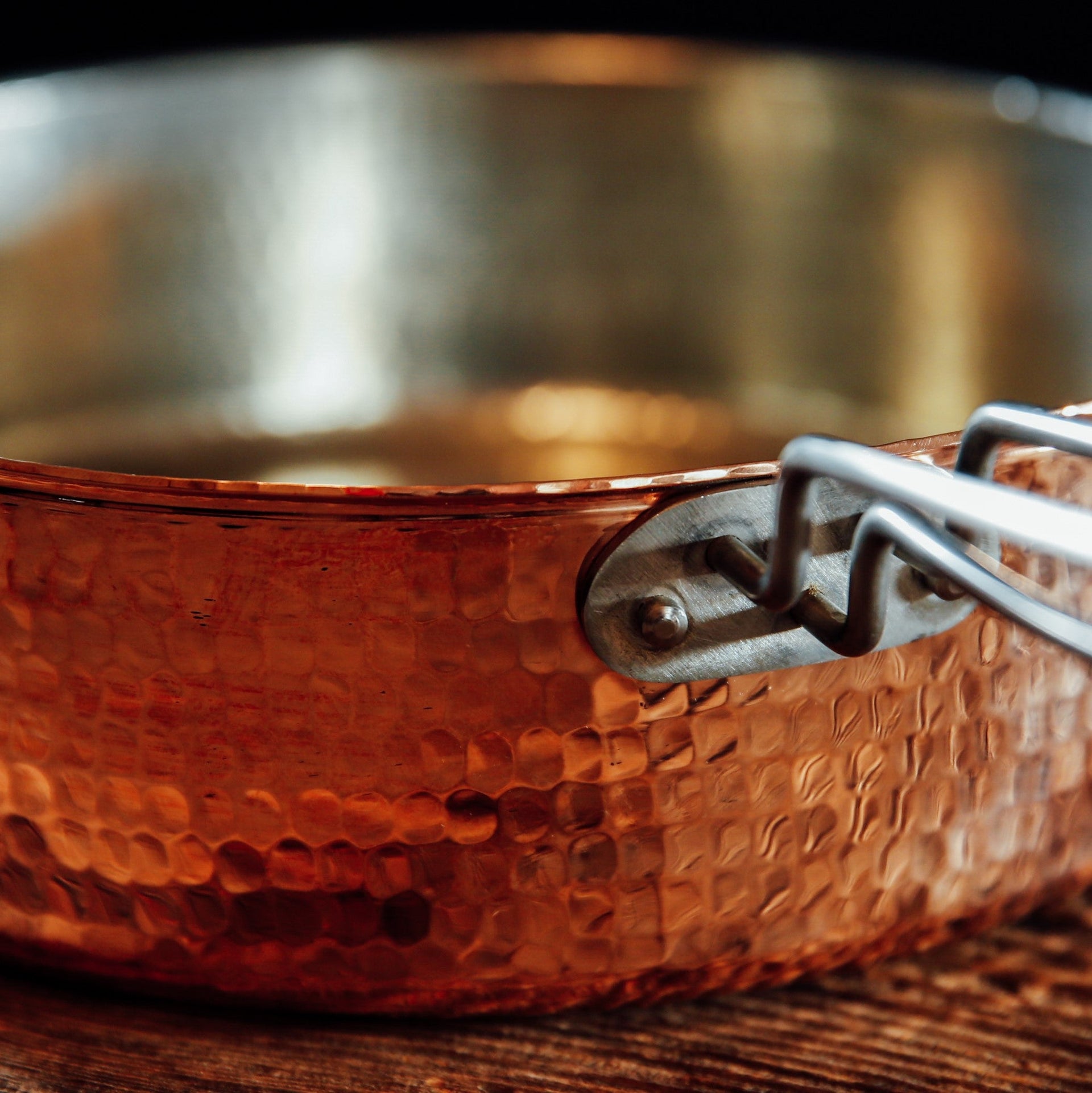 Copper Saute Pan With Lid, 3 quart - in use