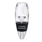 Clear Vinturi wine aerator with a black base featuring the Castillo Vineyards logo.