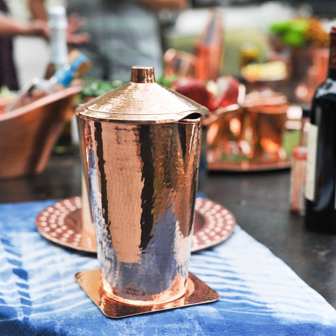 Gangotri Copper Water Pitcher with Lid - alternate angle