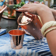 Gangotri Copper Water Pitcher with Lid - in use