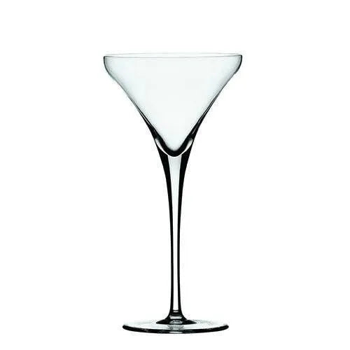 Single Spiegelau Willsberger 9.2 oz martini glass profile on white