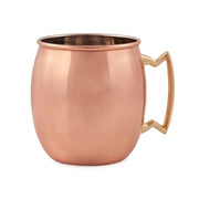 Polished True copper Moscow mule mug with brass zinc-alloy handle, side view