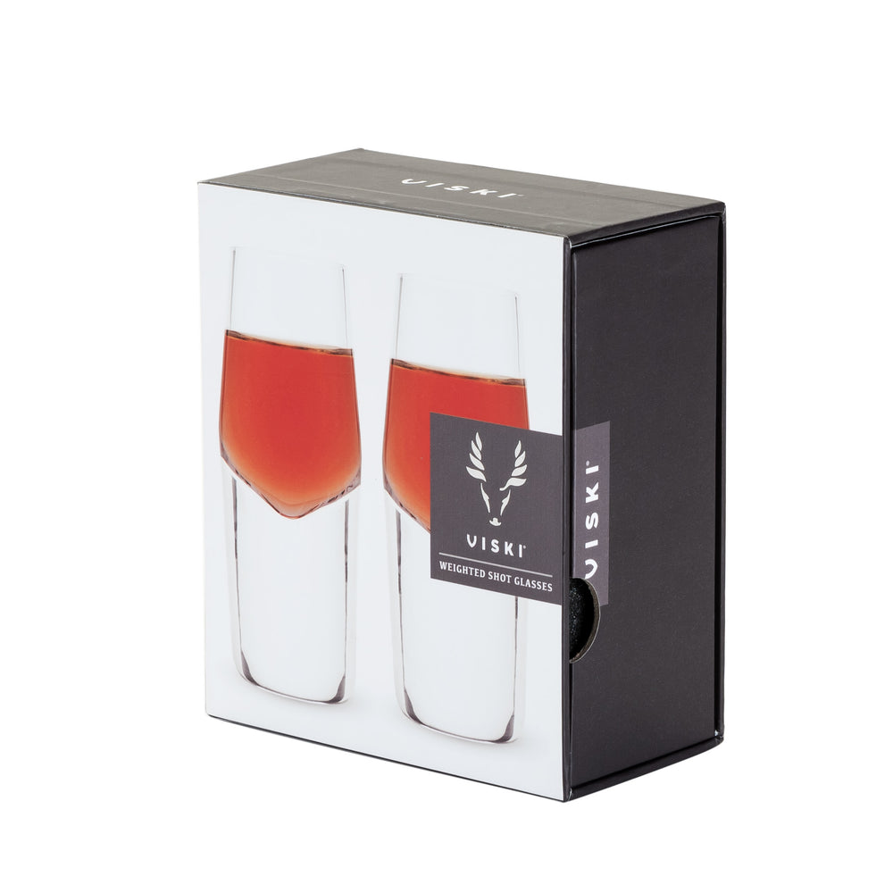 Viski Raye Crystal Heavy Base Shot Glasses, Set of 2