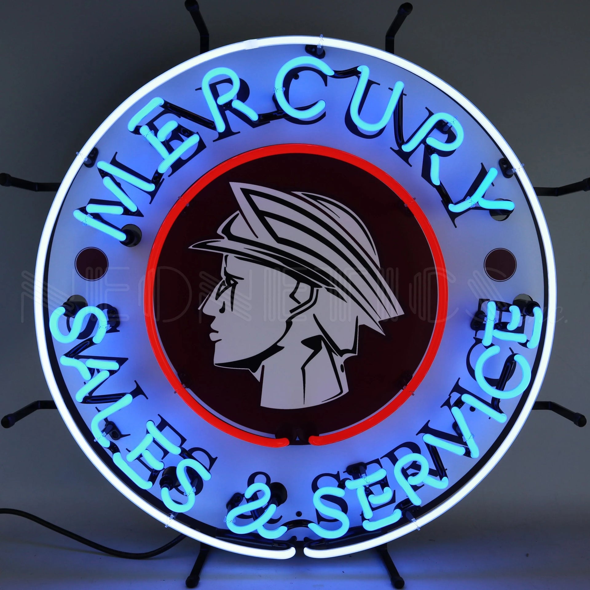 NEONETICS Mercury Sales and Service Neon Sign illuminated neon sign