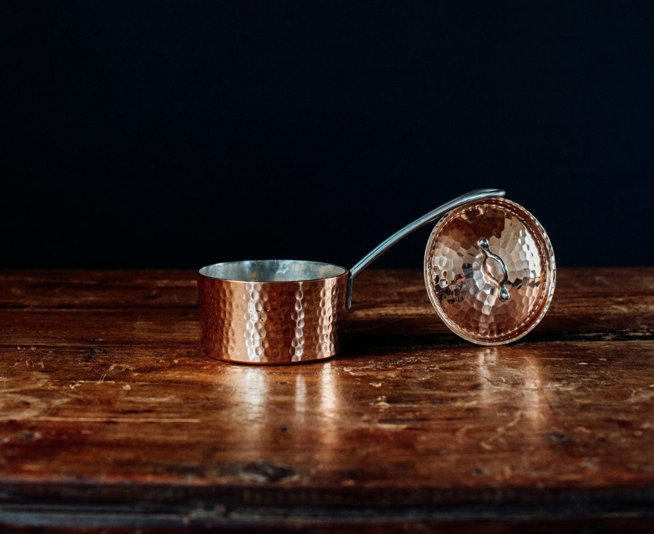 Petite French Copper Butter Pot With Lid - alternate angle
