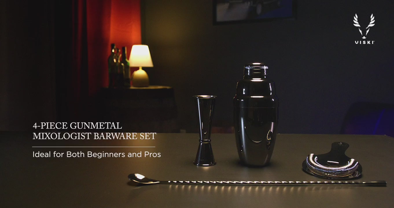 Viski Warren 4-Piece Barware Set in Gunmetal
