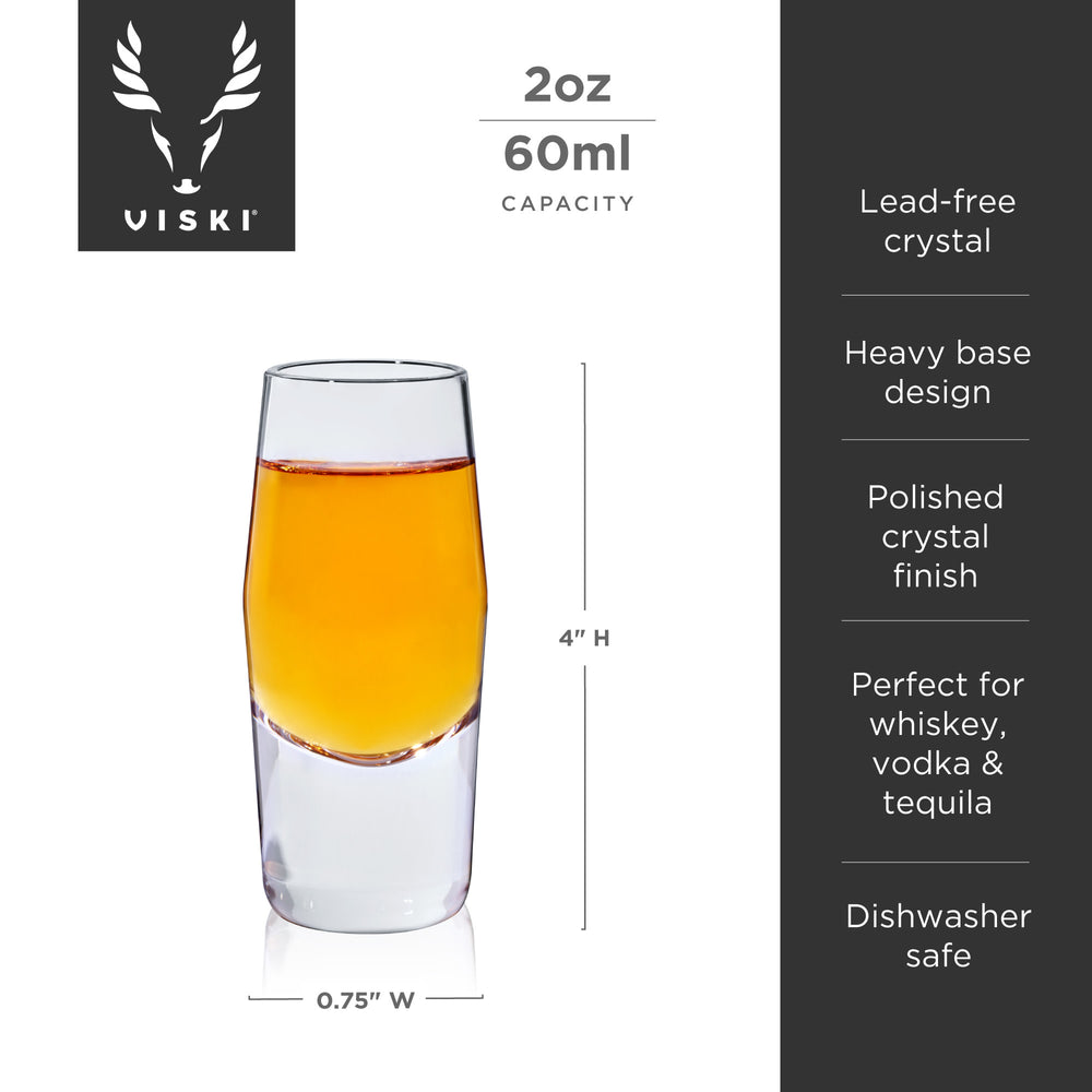 Viski Raye Crystal Heavy Base Shot Glasses, Set of 2