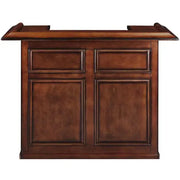 60" English Pub-Style Dry Bar in Malaysian Oak with paneled front and raised molding.