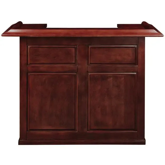 60" English Pub-Style Dry Bar in black Malaysian Oak with paneled front and raised molding.