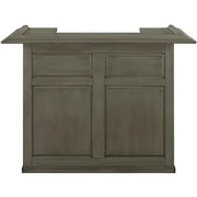 60" English Pub Style Dry Bar in black Malaysian oak with paneled front and raised molding.