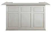 72" English Pub-Style Dry Bar in antique white Malaysian oak with paneled front and raised molding.