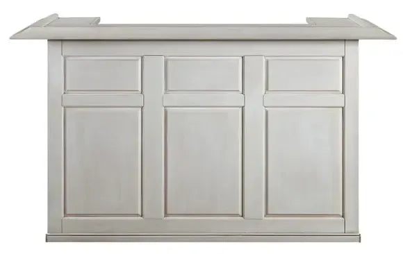 72" English Pub-Style Dry Bar in antique white Malaysian oak with paneled front and raised molding.