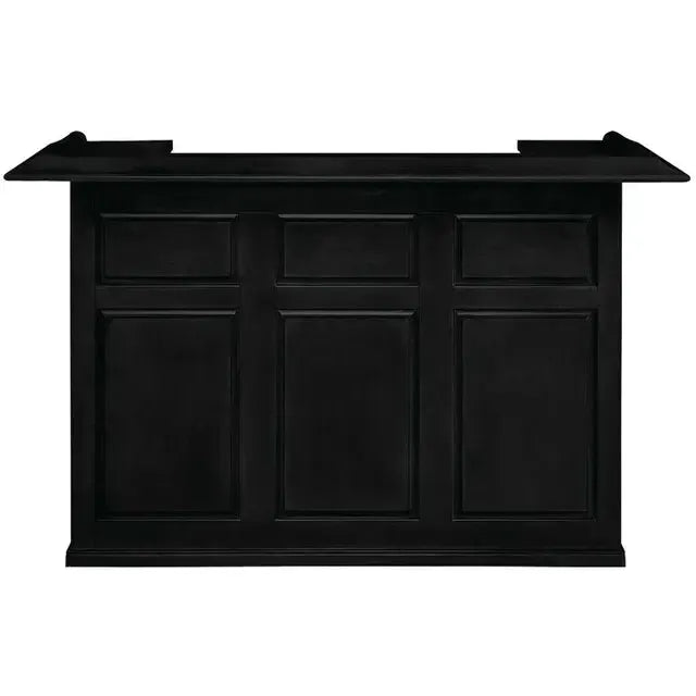 72" English Pub Style Dry Bar in black Malaysian Oak with paneled front and raised molding.