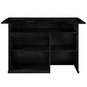 72" English Pub-Style Dry Bar in black Malaysian Oak, featuring paneled front and ample shelving.