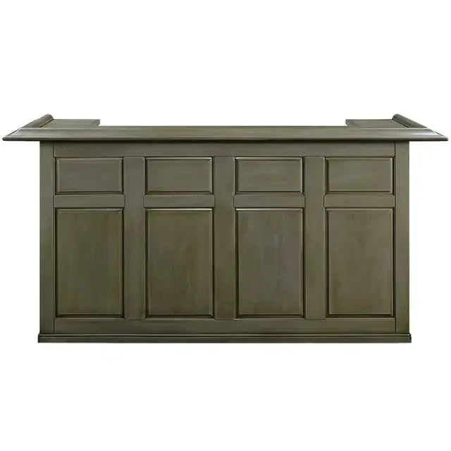84" English Pub-Style Dry Bar in antique white Malaysian oak with paneled front and raised molding.