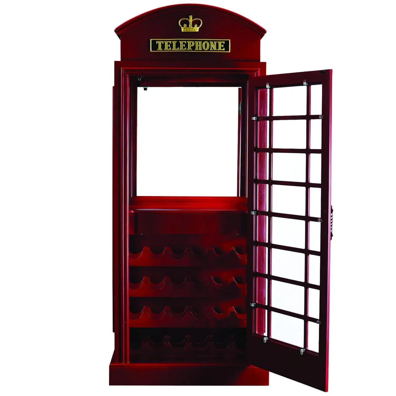 RAM Game Room Old English Telephone Booth Bar Cabinet - detail view