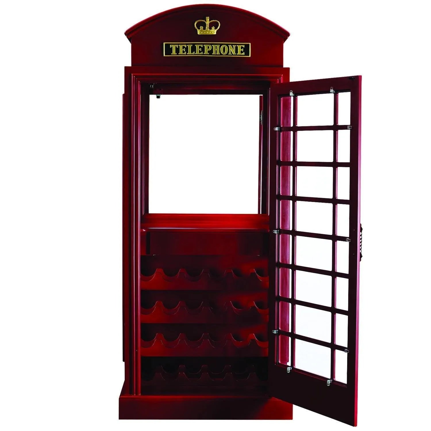 RAM Game Room Old English Telephone Booth Bar Cabinet - detail view