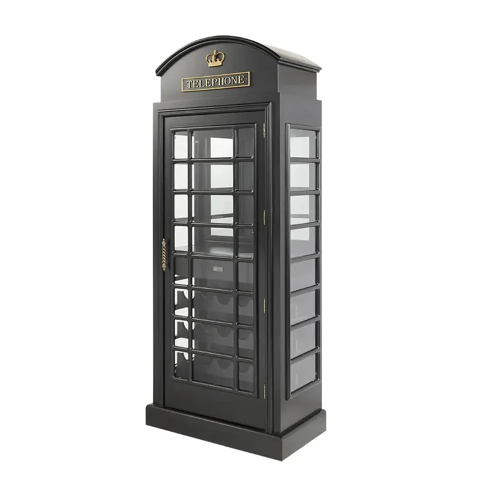 RAM Game Room Old English Telephone Booth Bar Cabinet - alternate angle